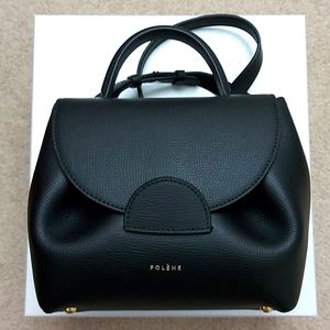 Polene Numéro Un Nano in black textured leather